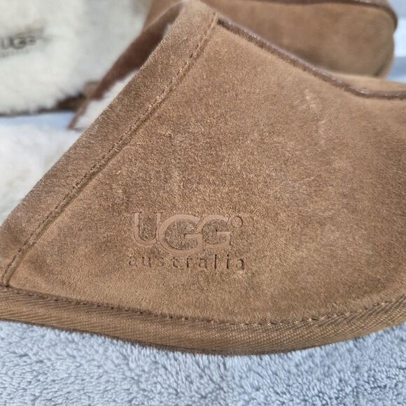 UGG Scuff Suede Slippers Chestnut Sheepskin Lined 5172 Women’s Sz 8 - Picture 5 of 12